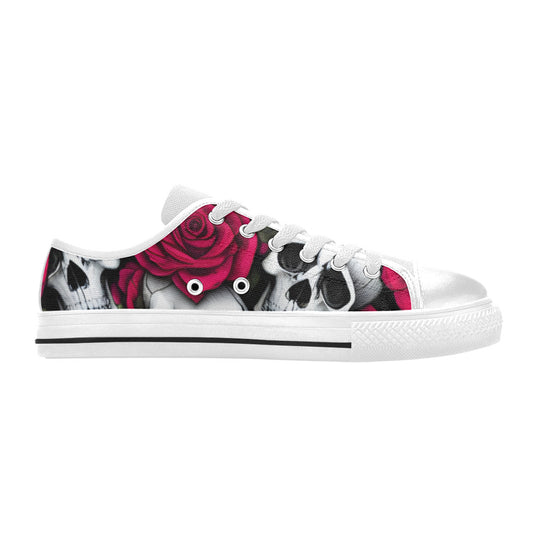 WOMEN'S Cc Skulls Roses 1 Canvas Cottagecore Custom Shoes