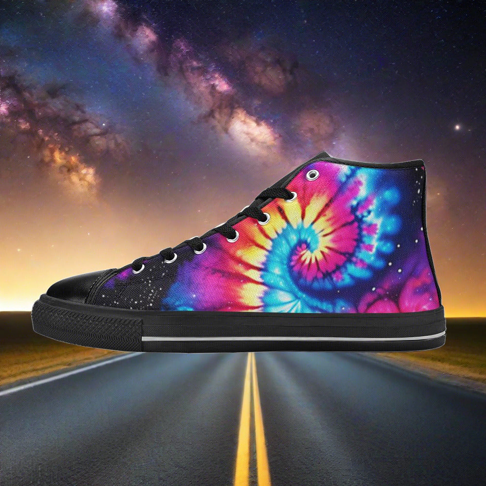 Holographic Orange Black Unique WOMEN Bold Art - Freaky Shoes | Custom Art Sneakers
