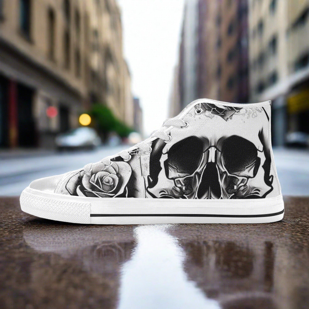 Wolf Red Gold Custom MEN Bold Art - Freaky Shoes | Custom Art Sneakers