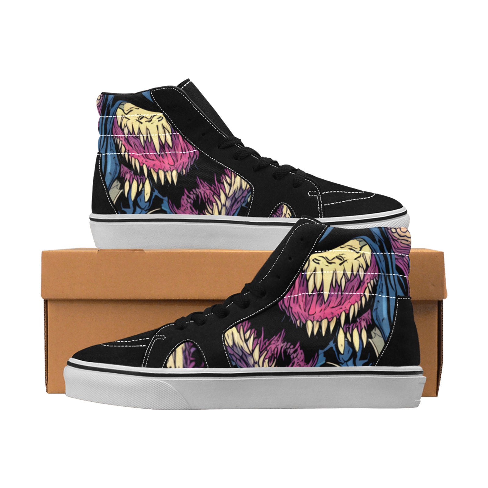 MEN'S Demon Art Long Teeth High Top Skateboarding Vivid Shoes