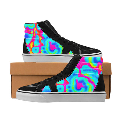 WOMEN'S Tie Dye Splash Retro High Top Skateboarding Neon Fantasy Shoes