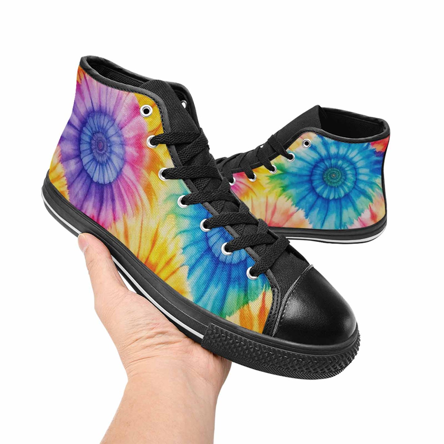 MEN'S Tie Dye Swirl High Top Canvas Grunge Shoes