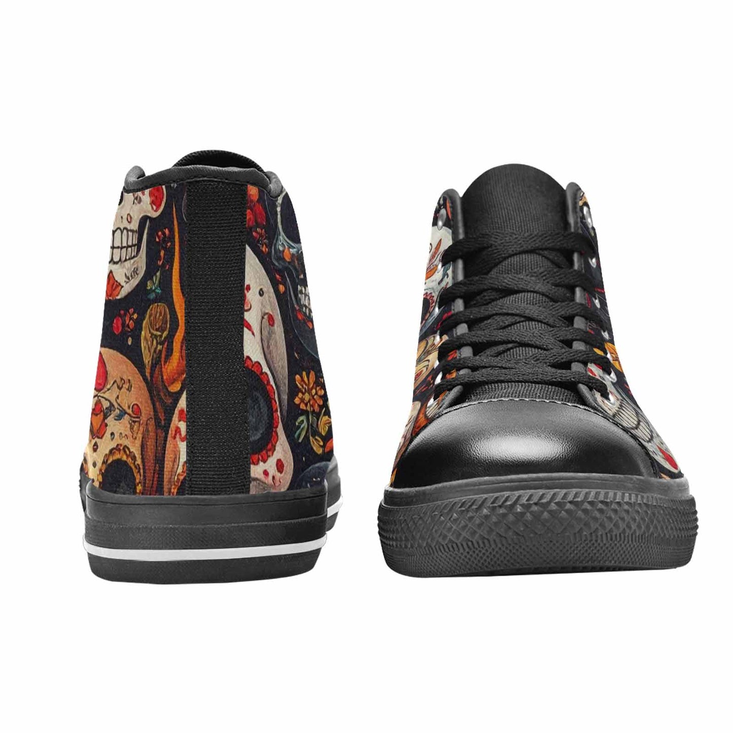 WOMEN'S Skull High Top Canvas Grunge Custom Sneakers