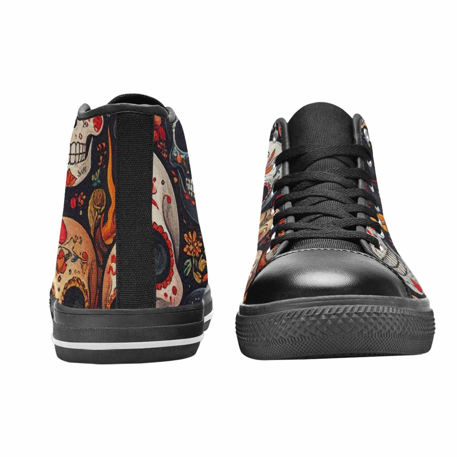 WOMEN'S Skull High Top Canvas Grunge Custom Sneakers