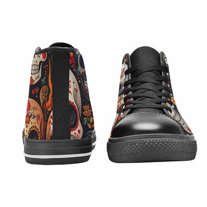 WOMEN'S Skull High Top Canvas Grunge Custom Sneakers