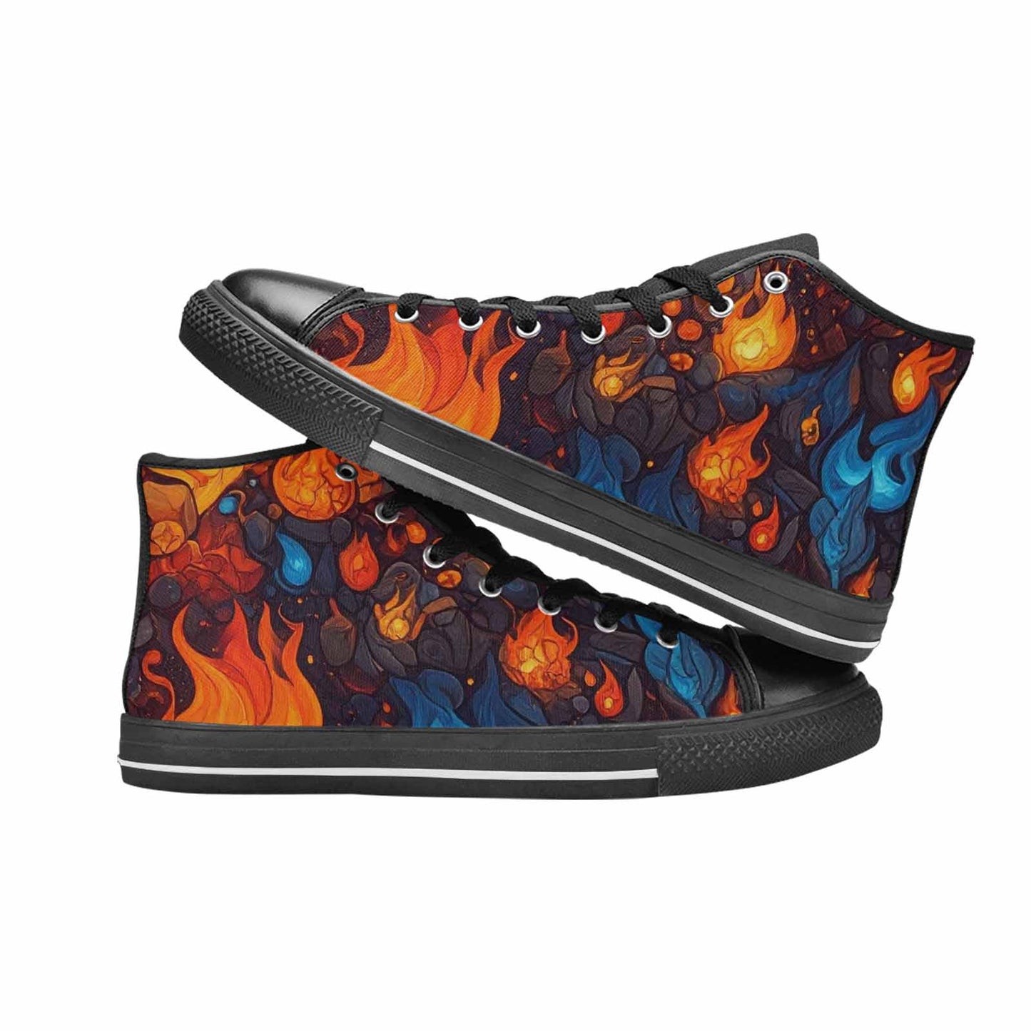MEN'S Fire Flame High Top Canvas Vivid Custom Shoes