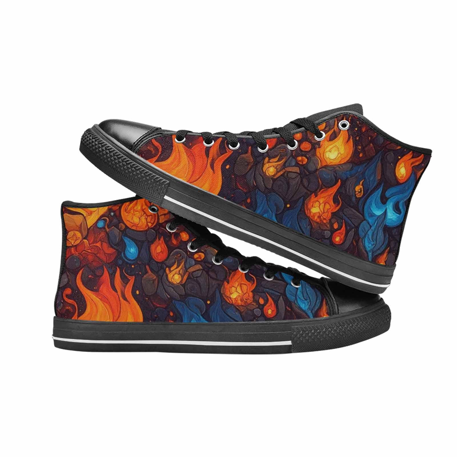 MEN'S Fire Flame High Top Canvas Vivid Custom Shoes