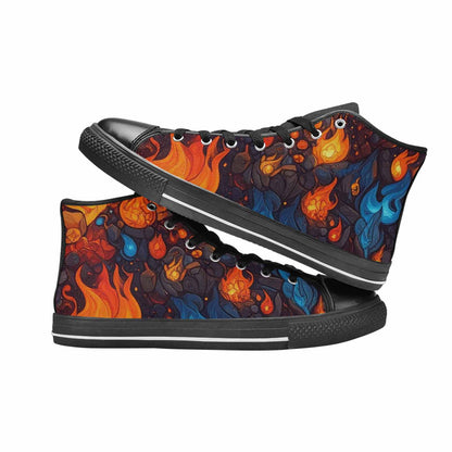 MEN'S Fire Flame High Top Canvas Vivid Custom Shoes
