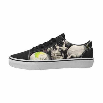 WOMEN'S Skulls Black & Green Ink Canvas One Of A Kind Y2K Custom Canvas Shoes