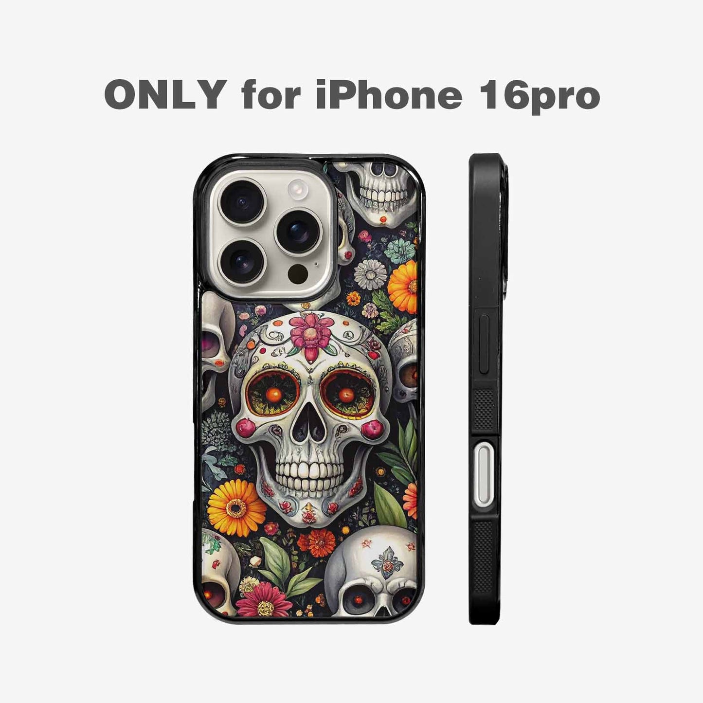iPhone 16 Pro Case — Greyscale Black And White Dark Black, Customized Protective Case