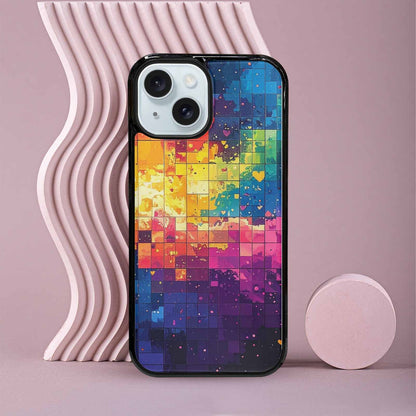 iPhone 15 Case — Pixel Art 8 Bit Burst Pattern, Custom Phone Case