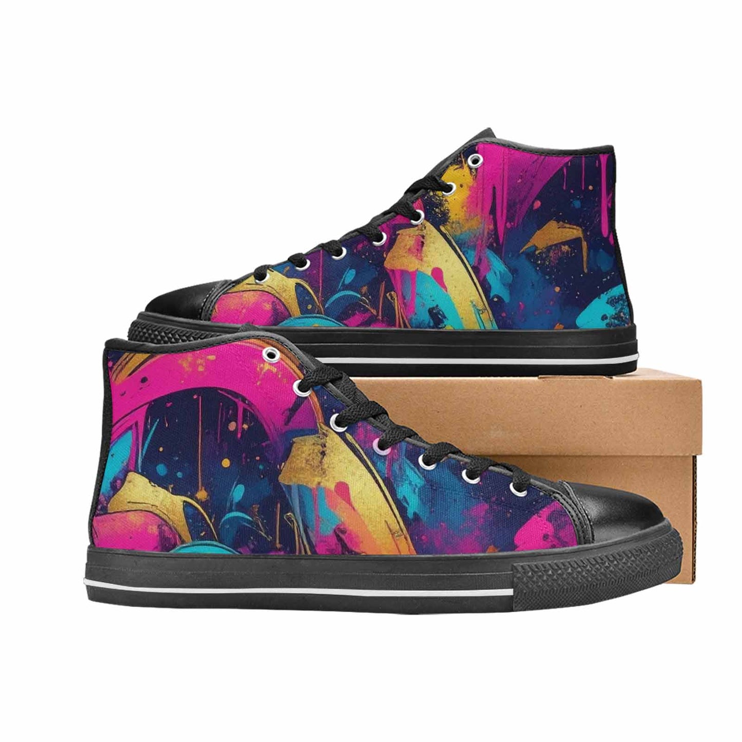 MEN'S Paint Splatter High Top Canvas Dark Academia Sneakers