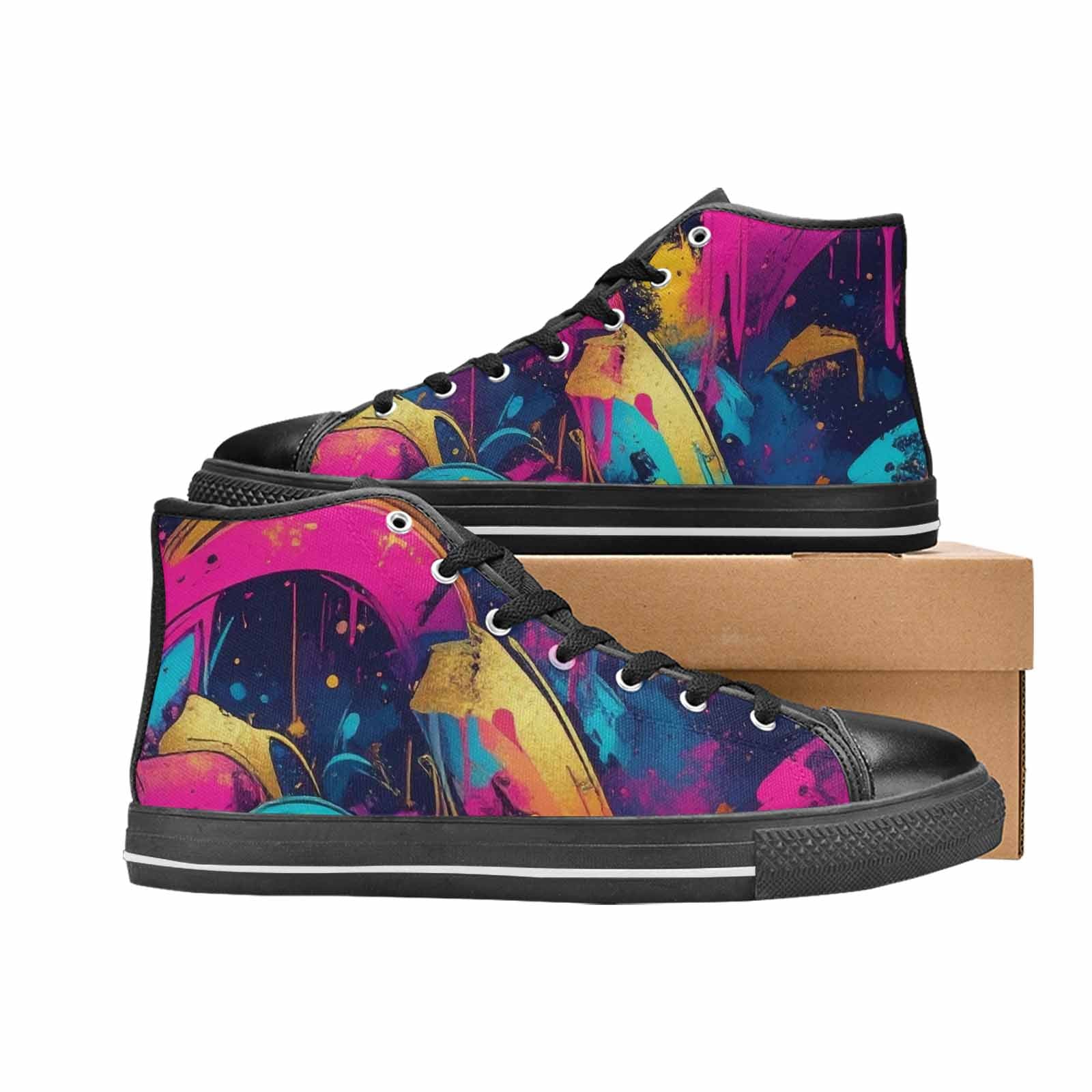 MEN'S Paint Splatter High Top Canvas Dark Academia Sneakers