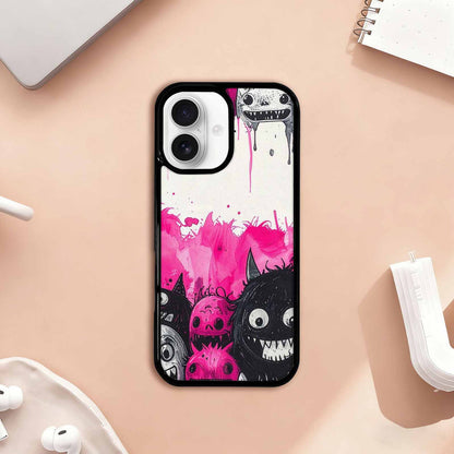 iPhone 17 Case — Black &amp; Pink Ink Cartoon Cute, Custom Made Phone Cover