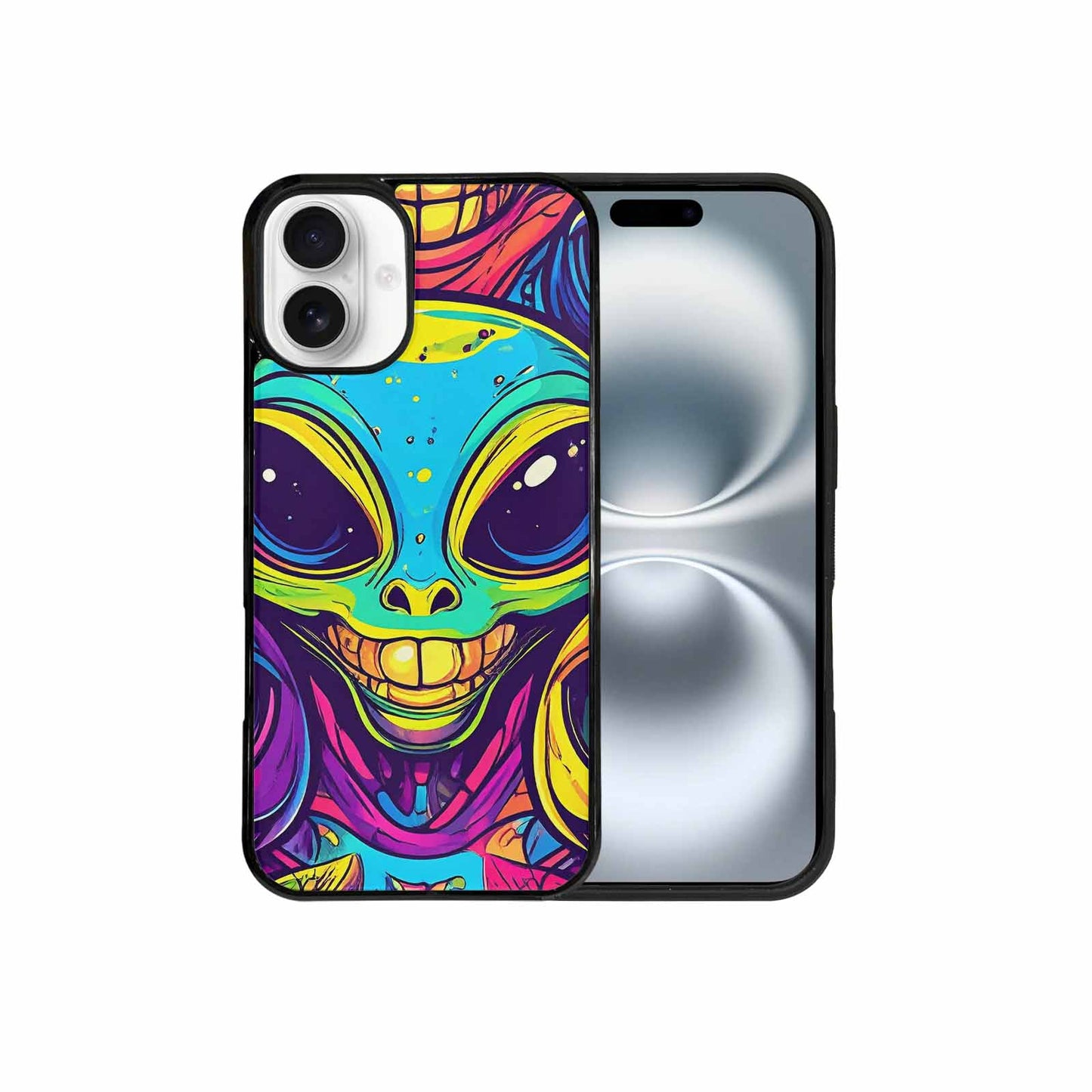 iPhone 16 Plus Case — Alien Ufo Cartoon, Personalized Phone Case