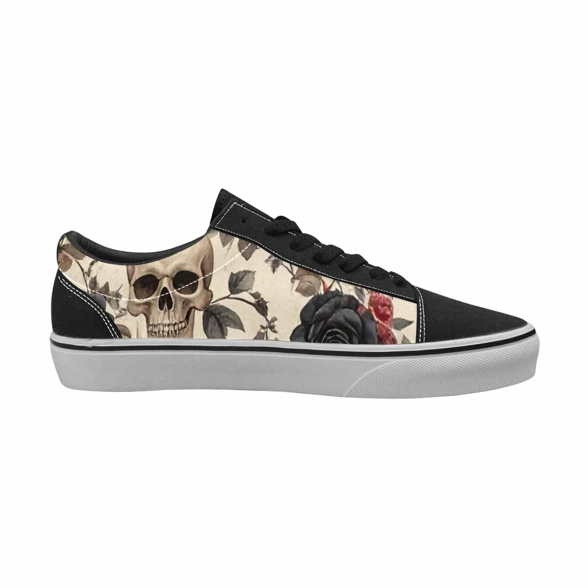 MEN'S Skulls - Roses Canvas Lace-Up Cottagecore Custom Shoes
