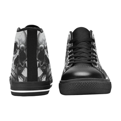 Biker Skull Dark Art Women's Gothic High Top Canvas Shoes | Freaky Shoes®