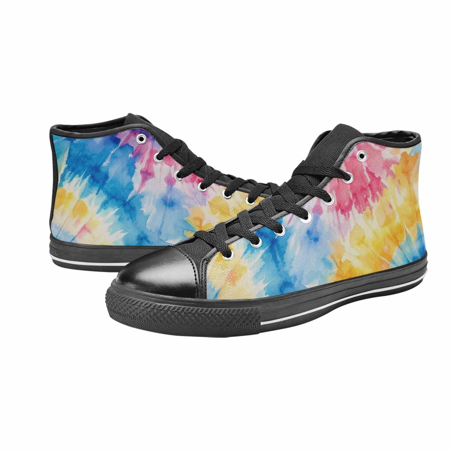 MEN'S Tie Dye Swirl High Top Canvas Vibrant Chaos Sneakers