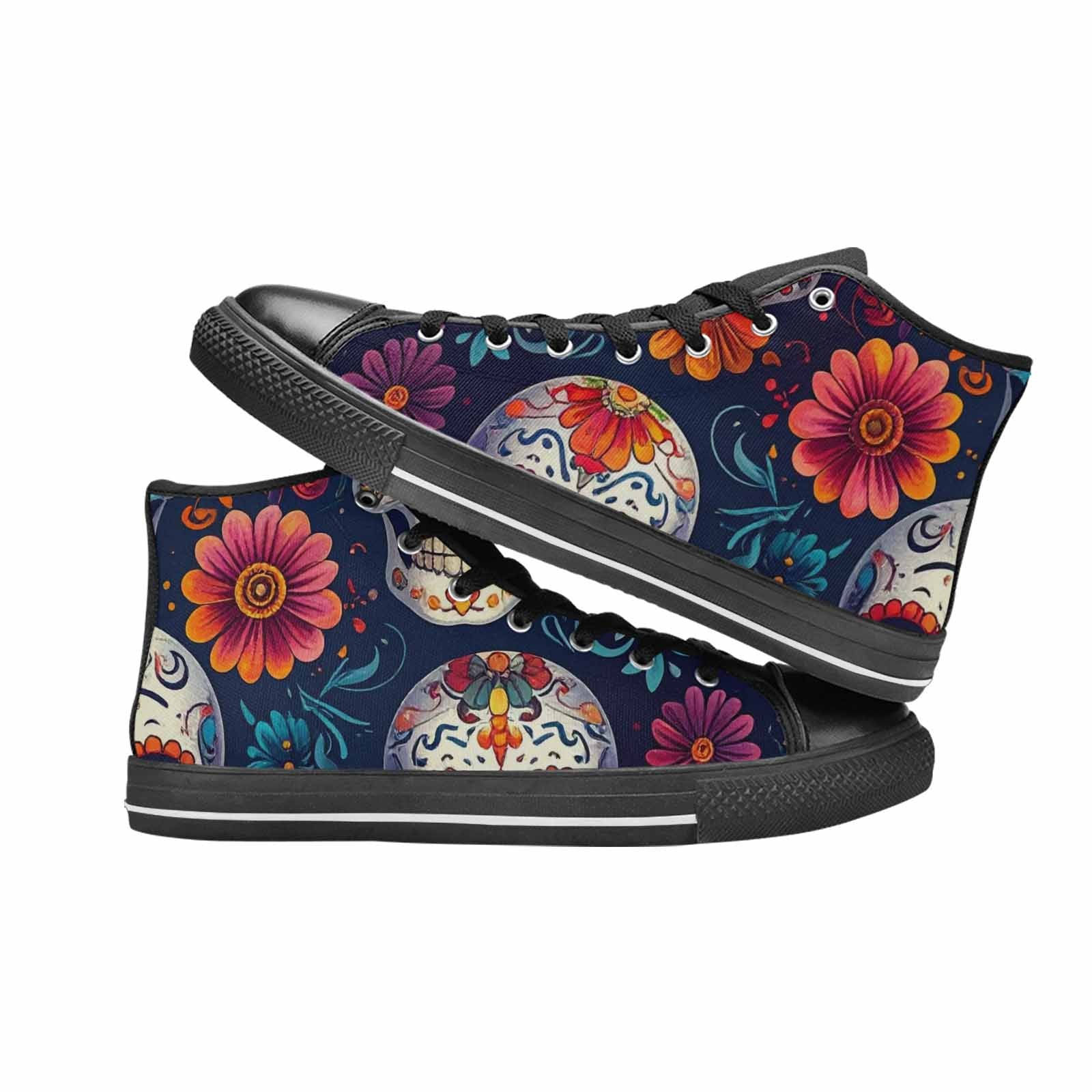 WOMEN'S Day Of Dead Sugar Skull High Top Canvas Aesthetic Sneakers