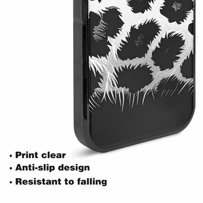 iPhone 15 Case — Leopard Print Black And White Style, Custom Art Phone Cover