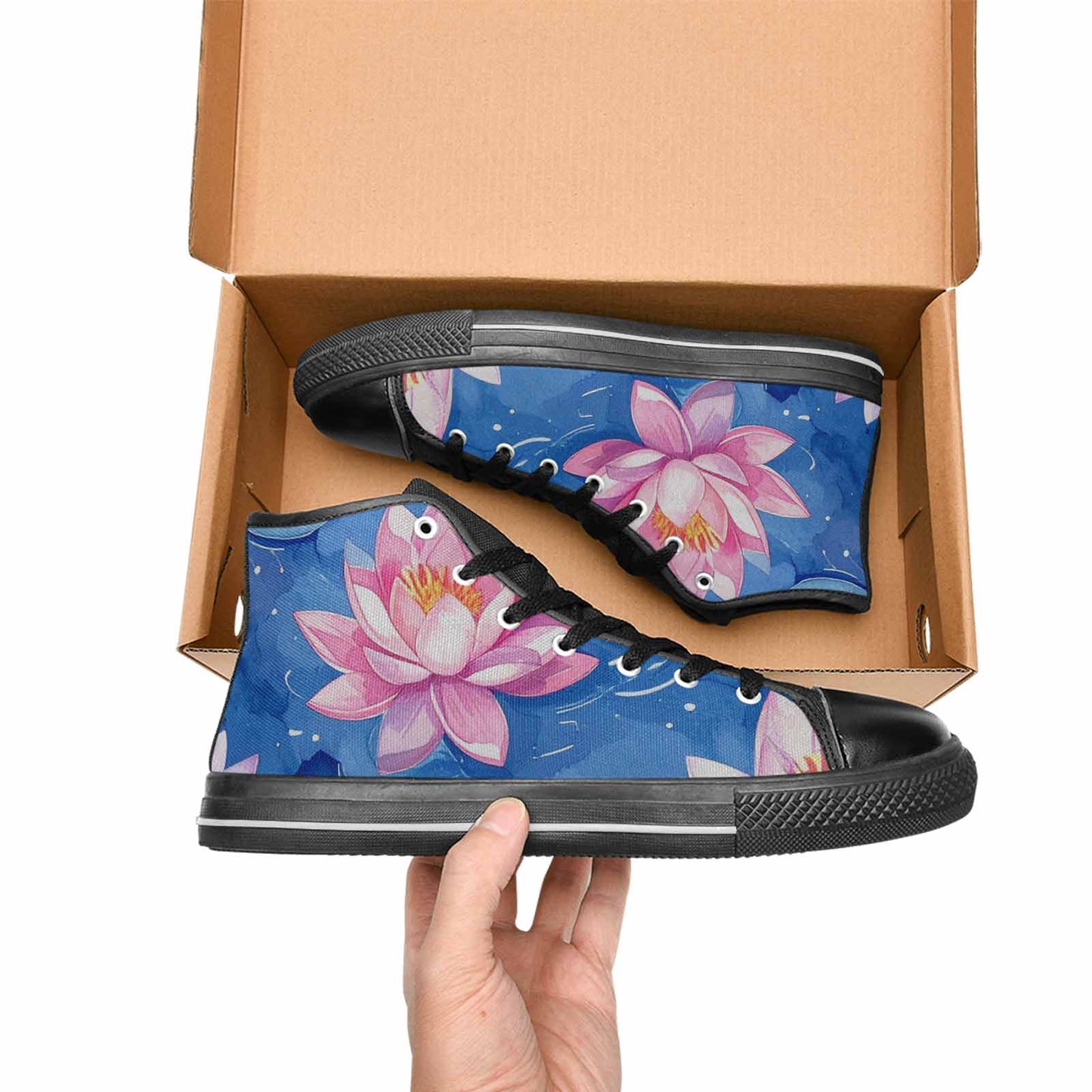 WOMEN'S Water Lilies Impressionist High Top Canvas Dark Academia Custom Shoes