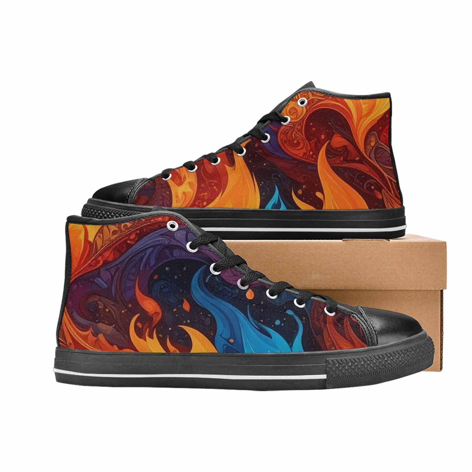 MEN'S Fire Flame High Top Canvas Aesthetic Sneakers