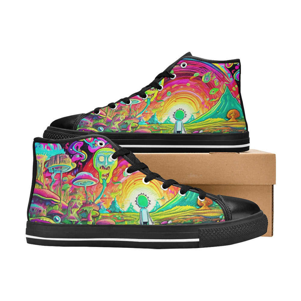 WOMEN'S Trippy Freestyle Art Designs High Top Canvas Aesthetic Custom Shoes