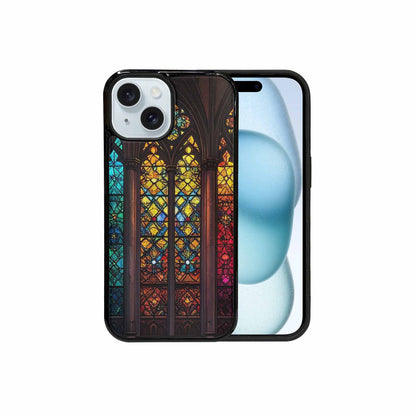 iPhone 15 Case — Stained Glass Window Pattern Seamless Repeat, Customized Protective Case