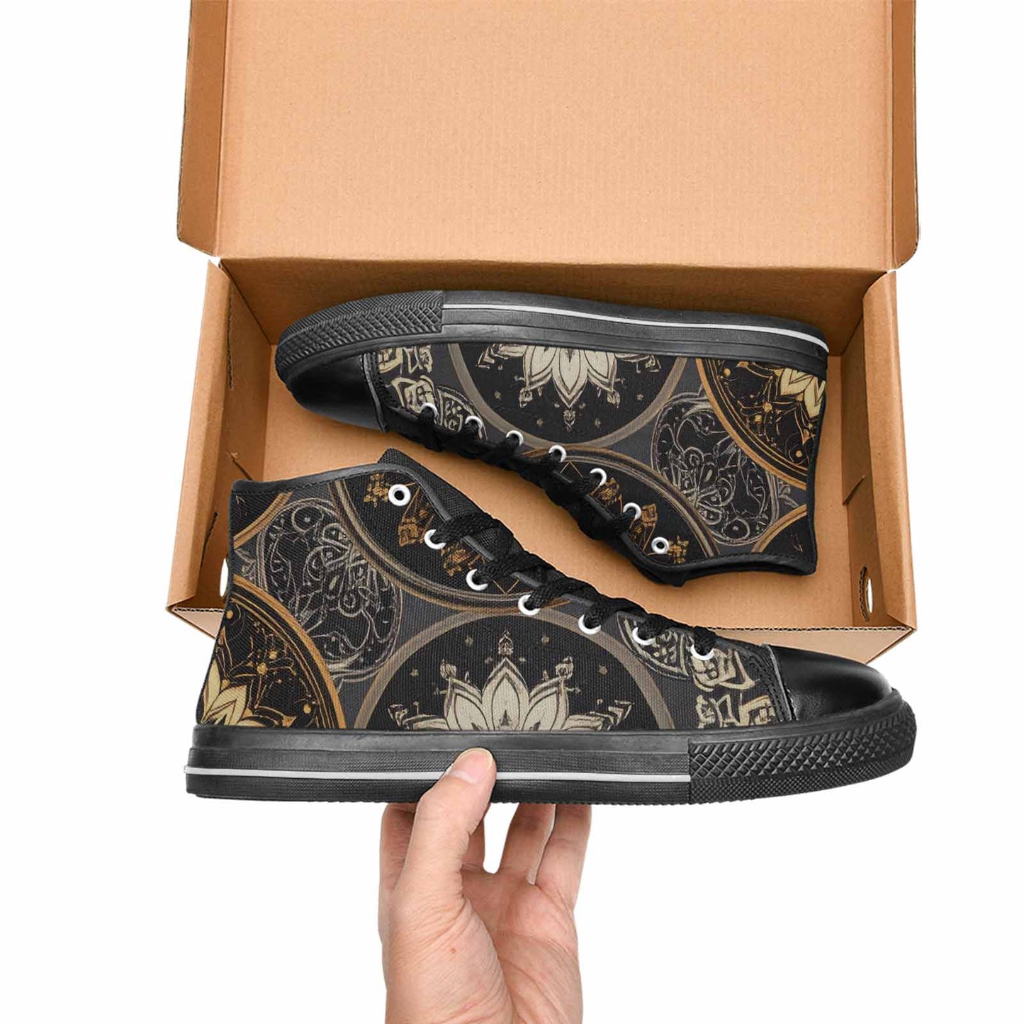WOMEN'S Mandala High Top Canvas Grunge Custom Shoes