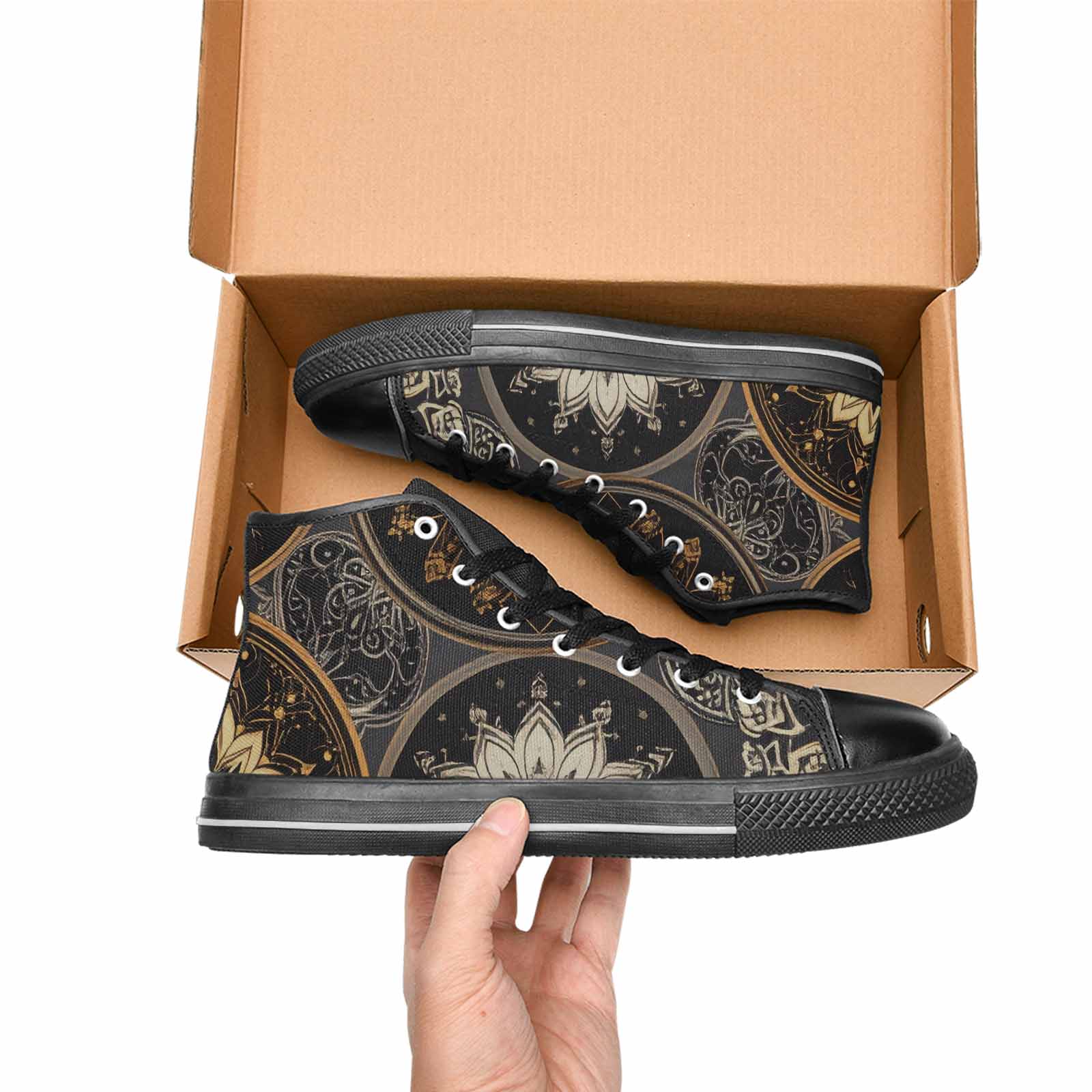 WOMEN'S Mandala High Top Canvas Grunge Custom Shoes