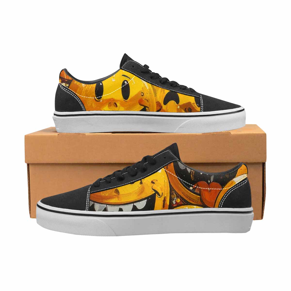 WOMEN'S Melting Moon Smiley  Lace-Up Canvas Dreamcore Custom Shoes