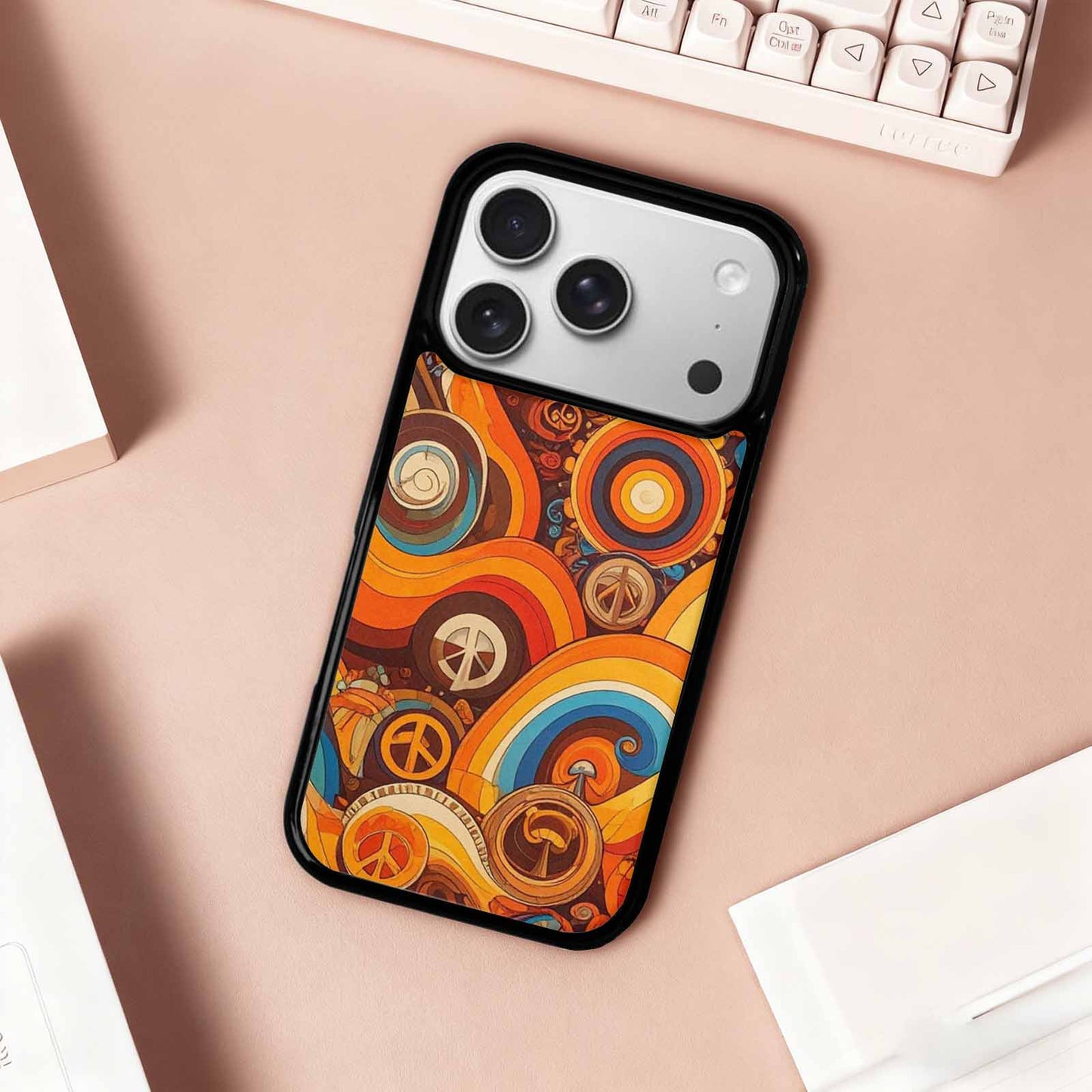 iPhone 17 Pro Case — Small Groovy Peace Sign Swirl Original, Personalized Phone Case