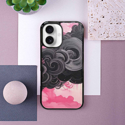 iPhone 16 Case — Van Gogh Swirl Black Pink Ink, Personalized Phone Case