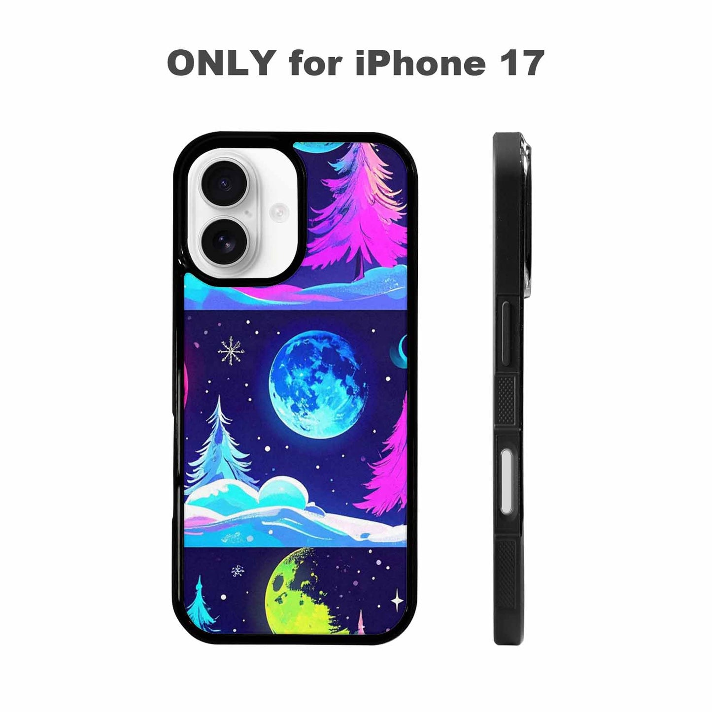 iPhone 17 Case — Neon Winter Moon Cartoon Cute, Custom Made Phone Cover