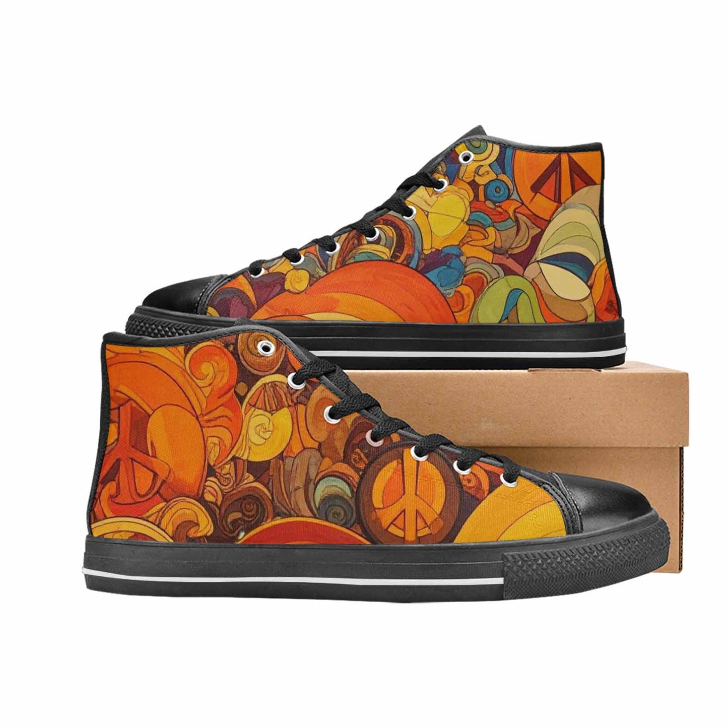 WOMEN'S Groovy 70S Peace High Top Canvas Y2K Custom Shoes