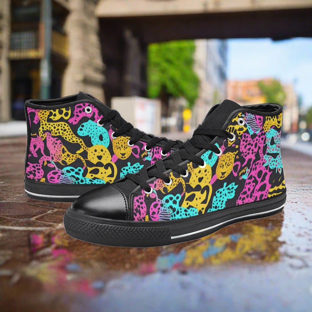 Cherry Blossom Magenta Gold Custom WOMEN Bold Art - Freaky Shoes | Custom Art Sneakers
