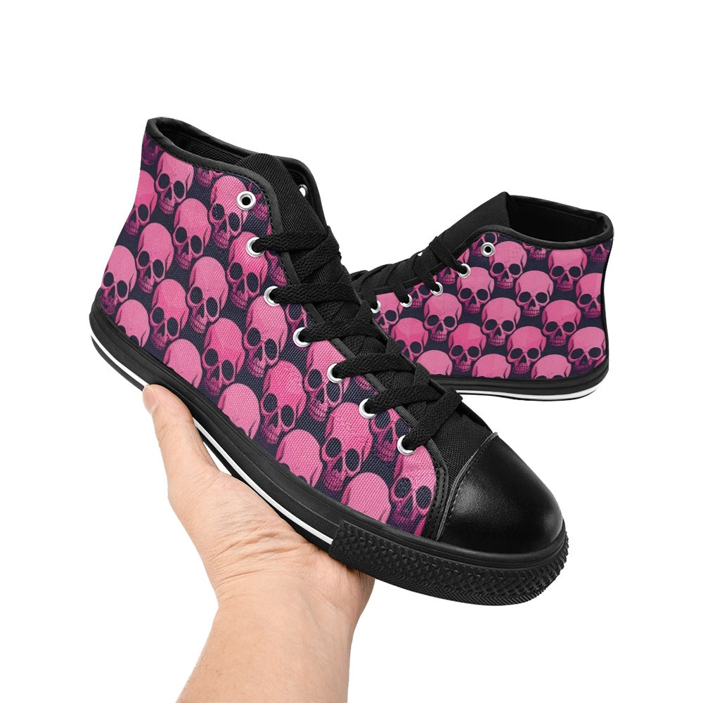 MEN'S Skull Underground Comix Black High Top Canvas Grunge Custom Shoes