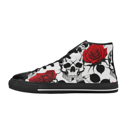 MEN'S Skulls Roses Deluxe 9 High Top Canvas Cottagecore Custom Sneakers