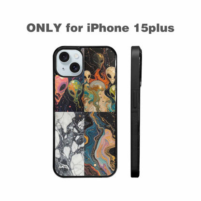 iPhone 15 Plus Case — Aliens Marblealiens Pattern Onb, Custom Art Phone Cover