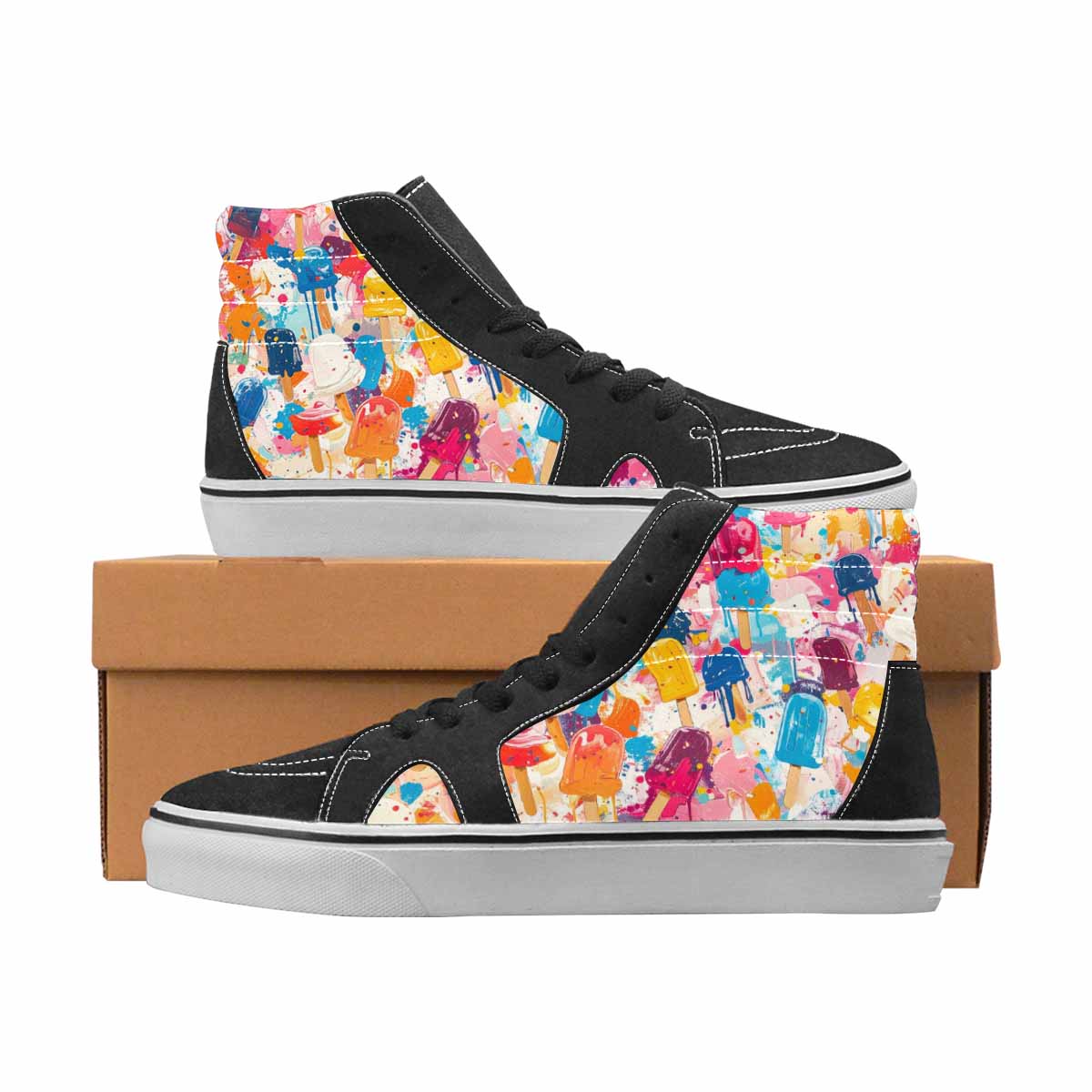 WOMEN'S Ice Cream High Top Canvas Custom Fashion Cottagecore Custom Art Shoes