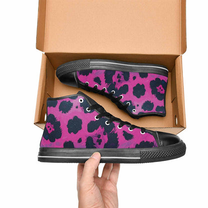 MEN'S Leopard Neon Pink Teal Airbrush High Top Canvas Y2K Custom Shoes