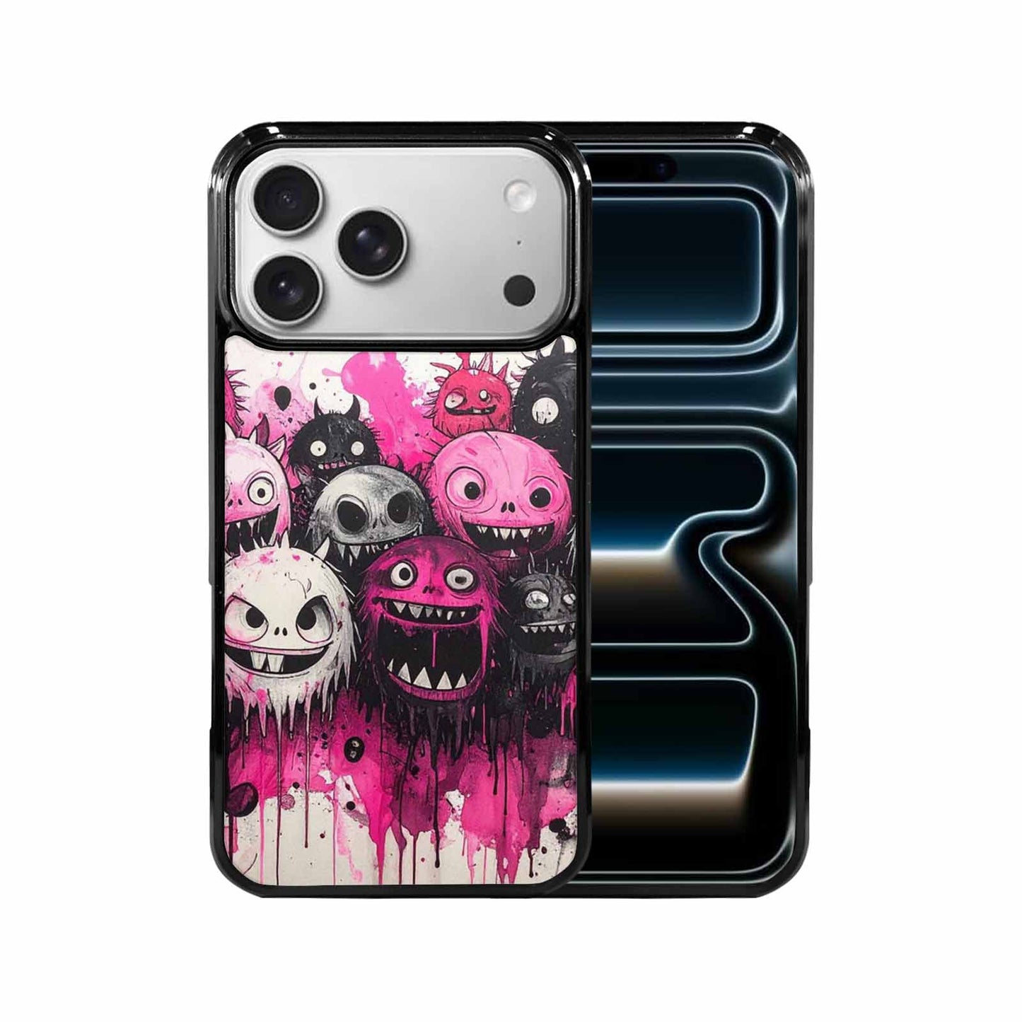 iPhone 17 Pro Max Case — Monsters (general) Black &amp; Cartoon Cute, Custom Printed Phone Case