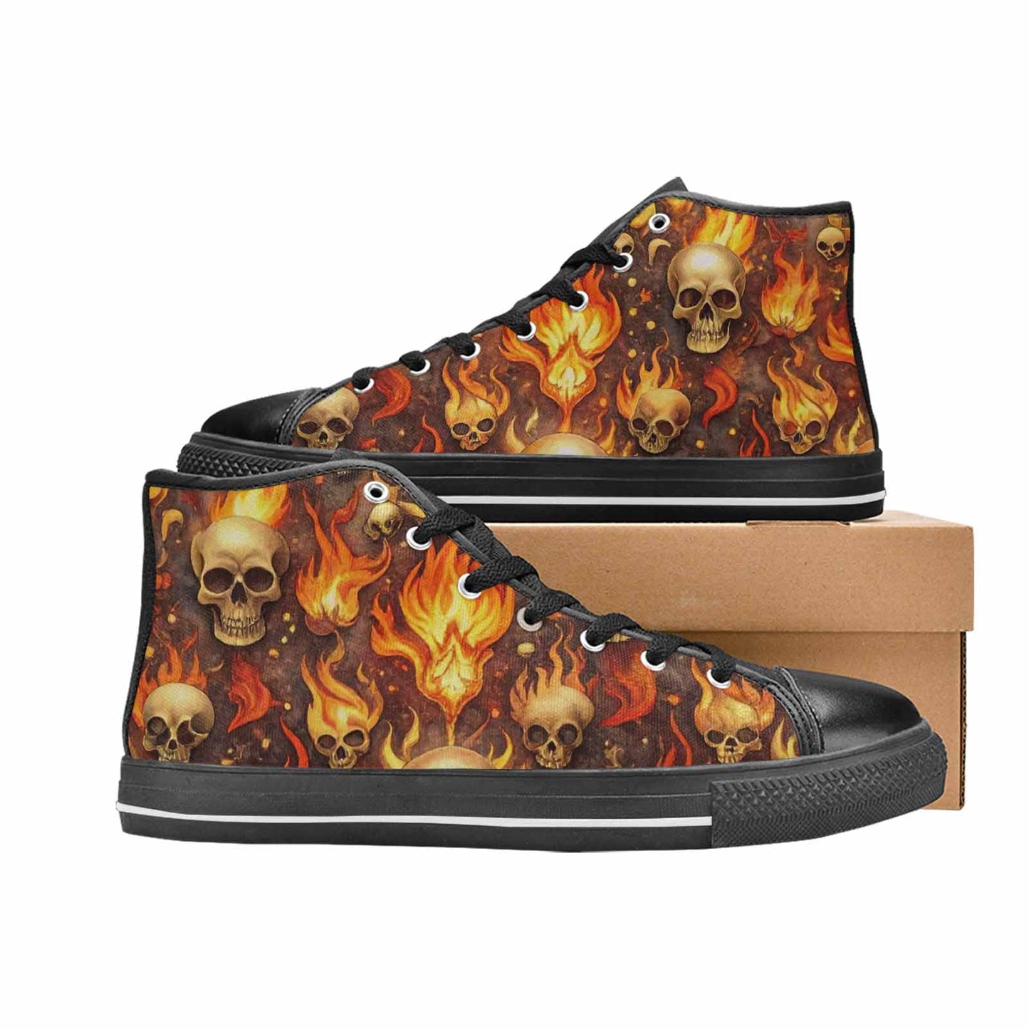 MEN'S Skulls - Flaming High Top Canvas Y2K Sneakers