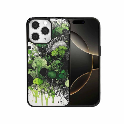 iPhone 15 Pro Max Case — Sea Creature Burst Black Green Ink, Unique Phone Case Design