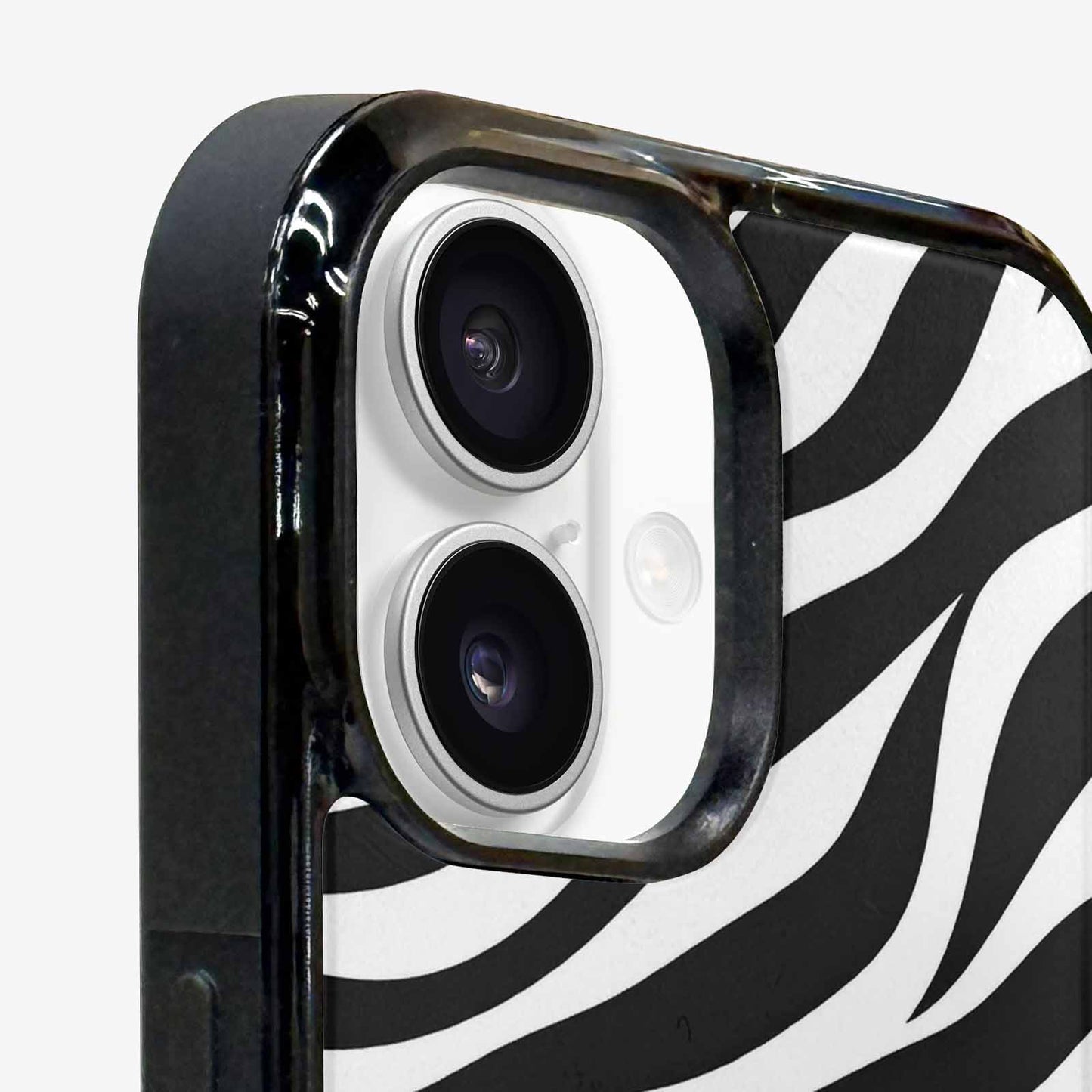 iPhone 16 Case — Zebra Print Black White, Custom Printed Phone Case