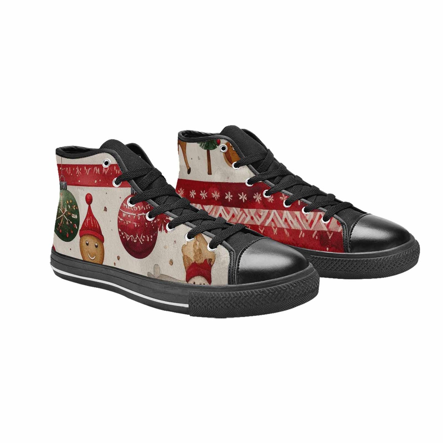 WOMEN'S Christmas Holly Snowflake High Top Canvas Cottagecore Custom Shoes
