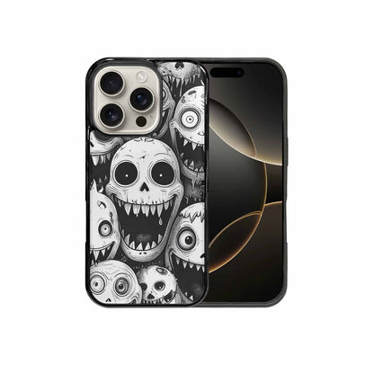 iPhone 16 Pro Case — Black And White Monster Face Collage, Custom Made Phone Cover