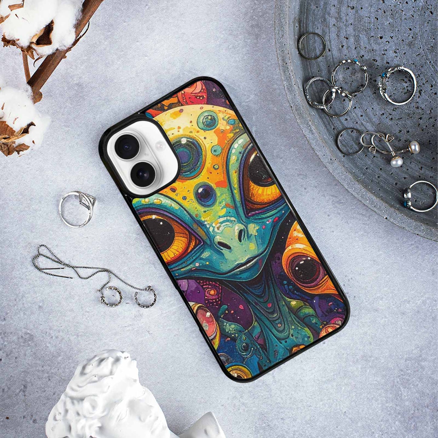 iPhone 16 Plus Case — Cartoon Alien Characters, Original Design Phone Case