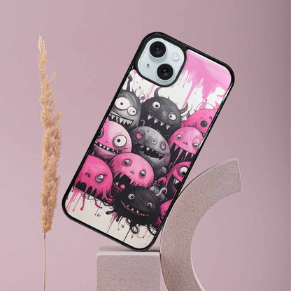 iPhone 15 Plus Case — Monsters General Black Pink Ink Cartoon, Custom Made Phone Cover