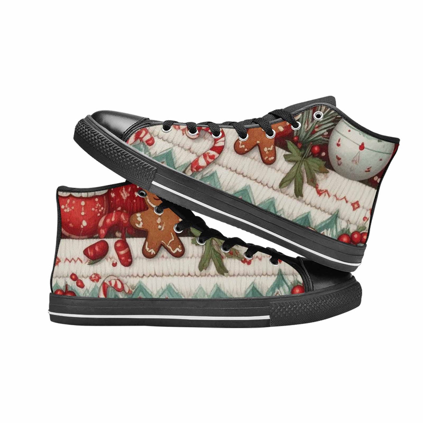 MEN'S Christmas Holly Snowflake High Top Canvas Dark Academia Sneakers